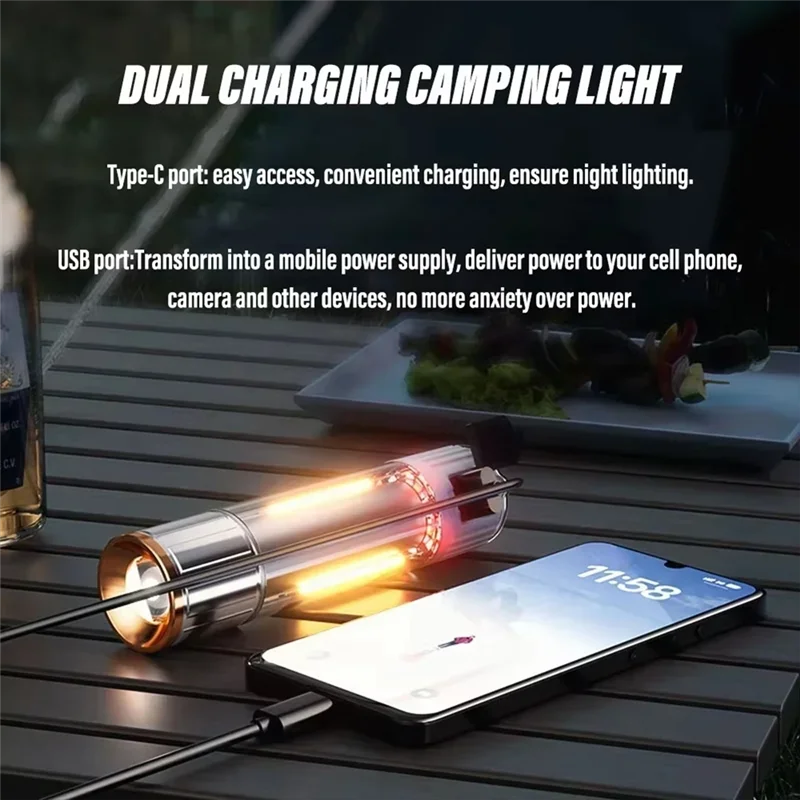 

AA05 Rechargeable LED Flashlight With Magnet High Power Torch, Power Bank Outdoor Emergency Lantern For Camping