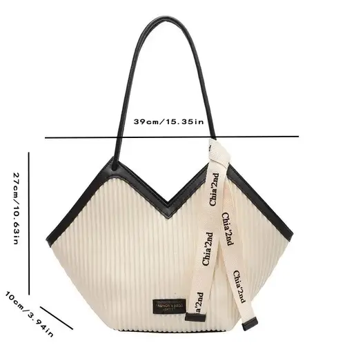 Imagen 2 del producto Bolso grande de estilo coreano para mujer, bolso de lona informal que combina con todo, bolso de hombro para ir al trabajo, bolso de mano para estudiante