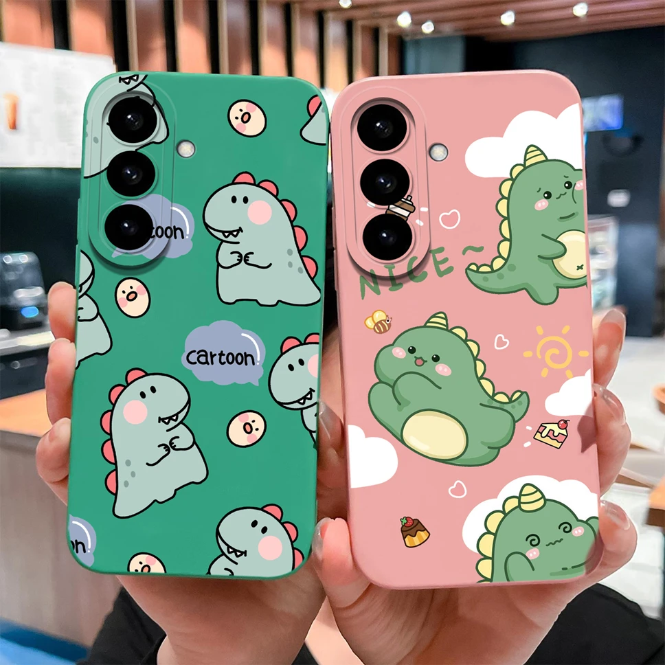 For Samsung Galaxy S26 Plus Ultra Phone Case Lovely Dinosaur Soft Smooth Liquid Silicone Cover For Samsung S 26 Shockproof Funda