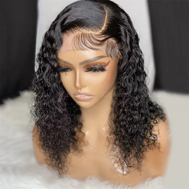 

Soft 26inch 180Density Natural Black Long Kinky Curly Deep Lace Front Wig For Women With Baby Hair Preplucked Glueless Daily