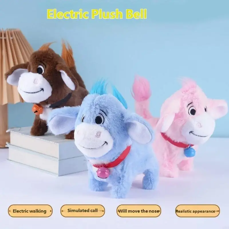 Interaktywne elektryczne pluszowe osły, które chodzi i mówi dla dzieci w wieku od 3 lat Miękka, realistyczna zabawka do zabawy w