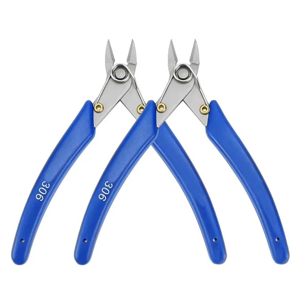 Flush Cutter, Wire Cutter, Micro Cutter, Stainless Steel Side Cutter, Spring-loaded Silicone Handle Sprue Cutting Pliers