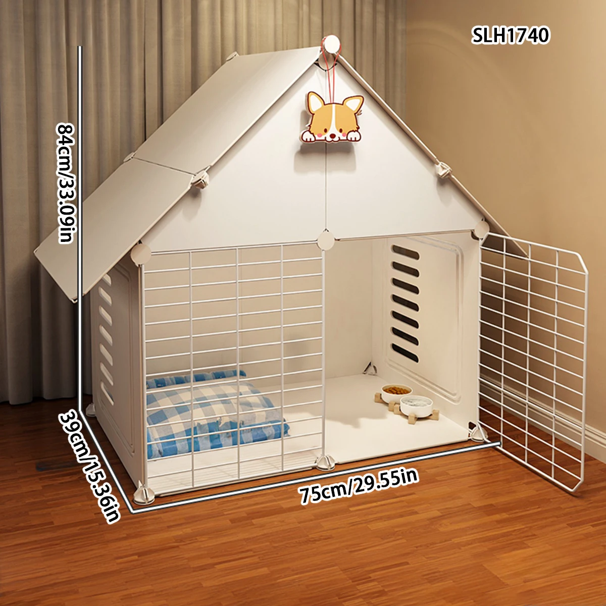 

Dog cage Home large space small dog dog Blue cat English short cat villa Pomeranian teddy Corgi dog house iron cage