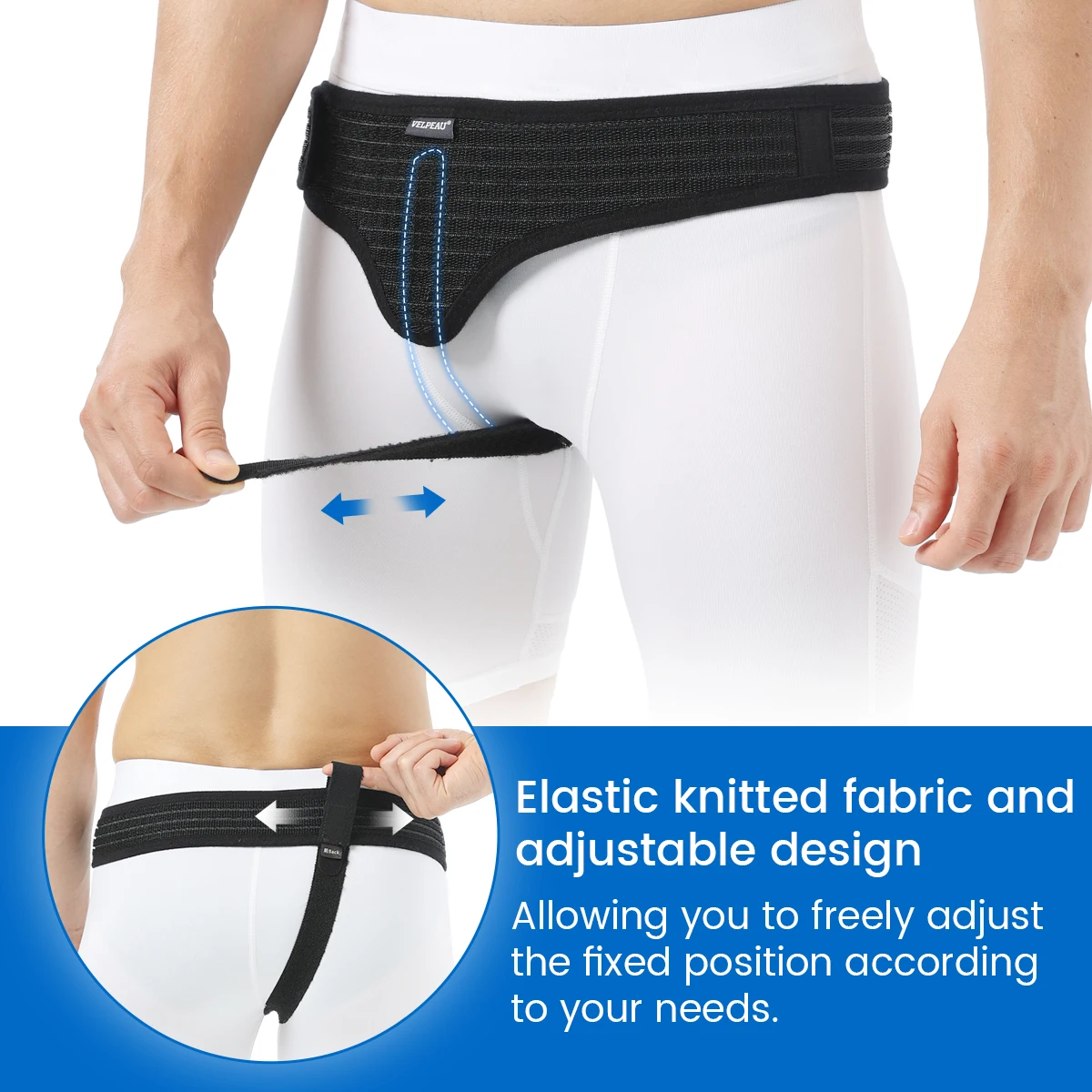 VELPEAU Hernia Belt Truss for Single Inguinal and Pain Relief Sport Hernia Support Adjustable Recovery Strap for Men and Women