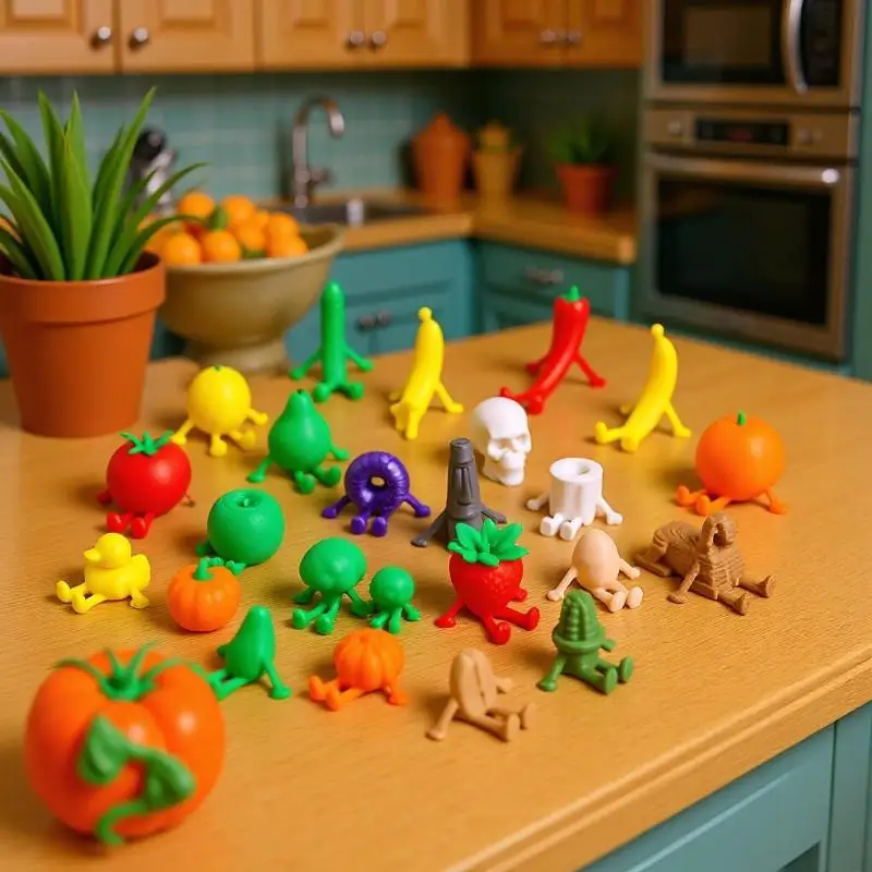 30Pcs Funny 3D Printed Mini Fruits Figurines Cute Miniature Ornaments for  Potted Plant Topper Decor