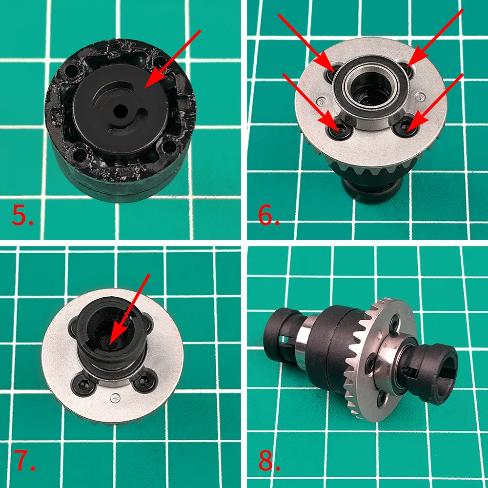 TRINOOD Zwart Hard Staal Differentieel Set Voor 1/18 Graniet Grom RC Auto Metalen Tandwielen Upgrade Onderdelen