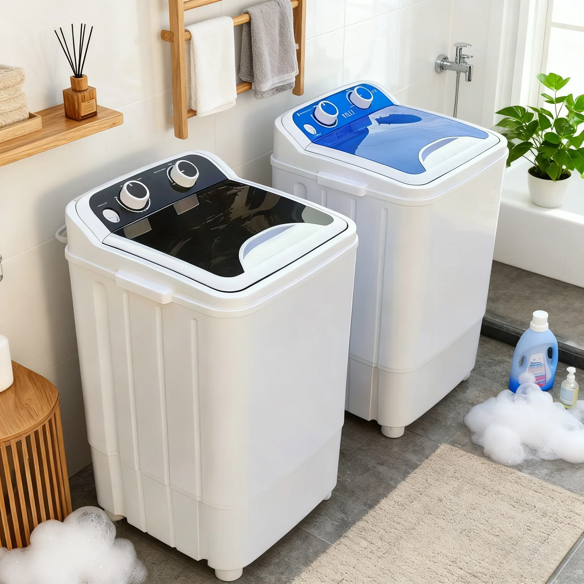 2026 Portable Mini Shoe Washing Machine 2 in 1 Clothes Shoe Washer With Removable Shoe Brush Small Home Laundry Washer