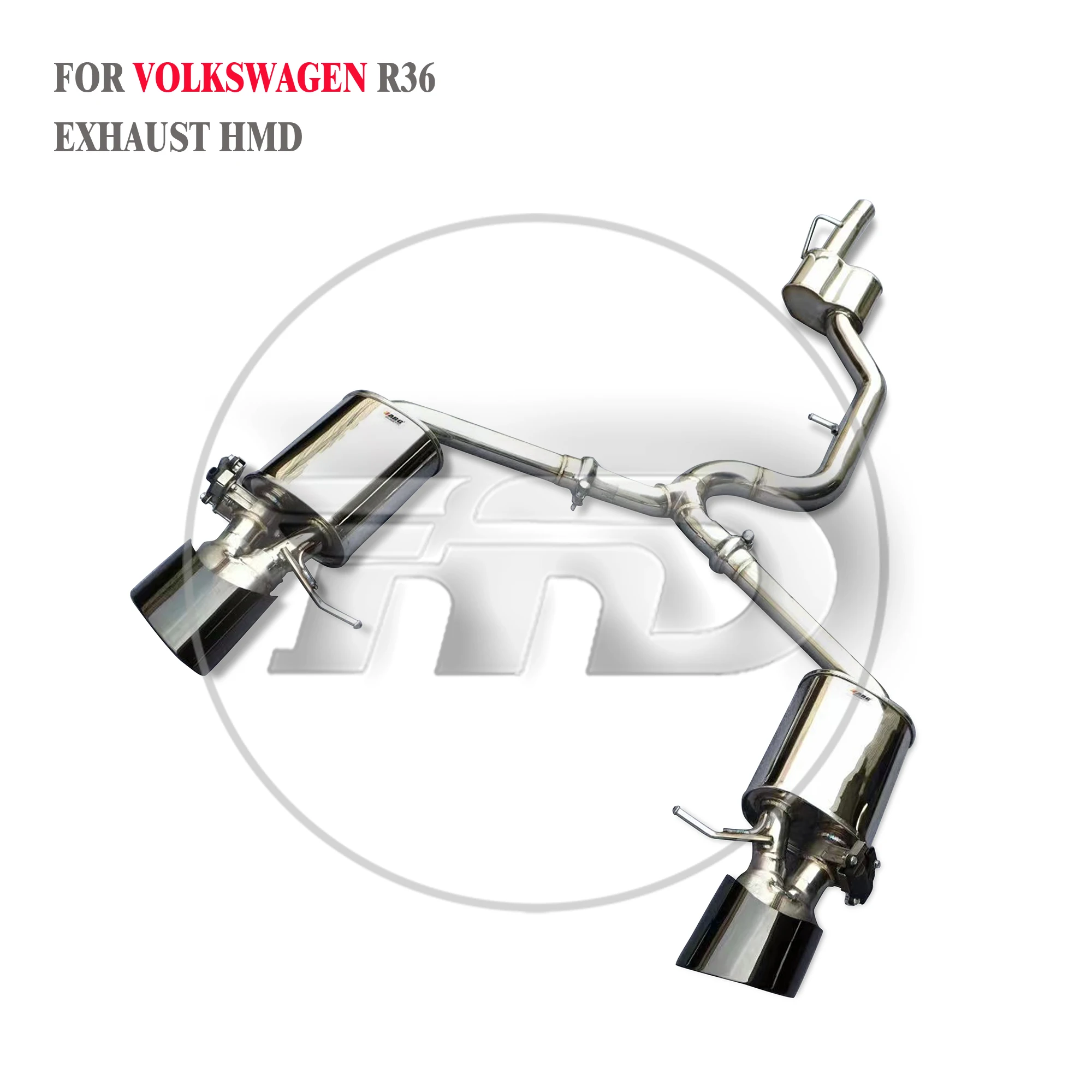 HMD Stainless steel  Exhaust System High Flow Performance catback for VW R36 Muffler With Valve Tips car