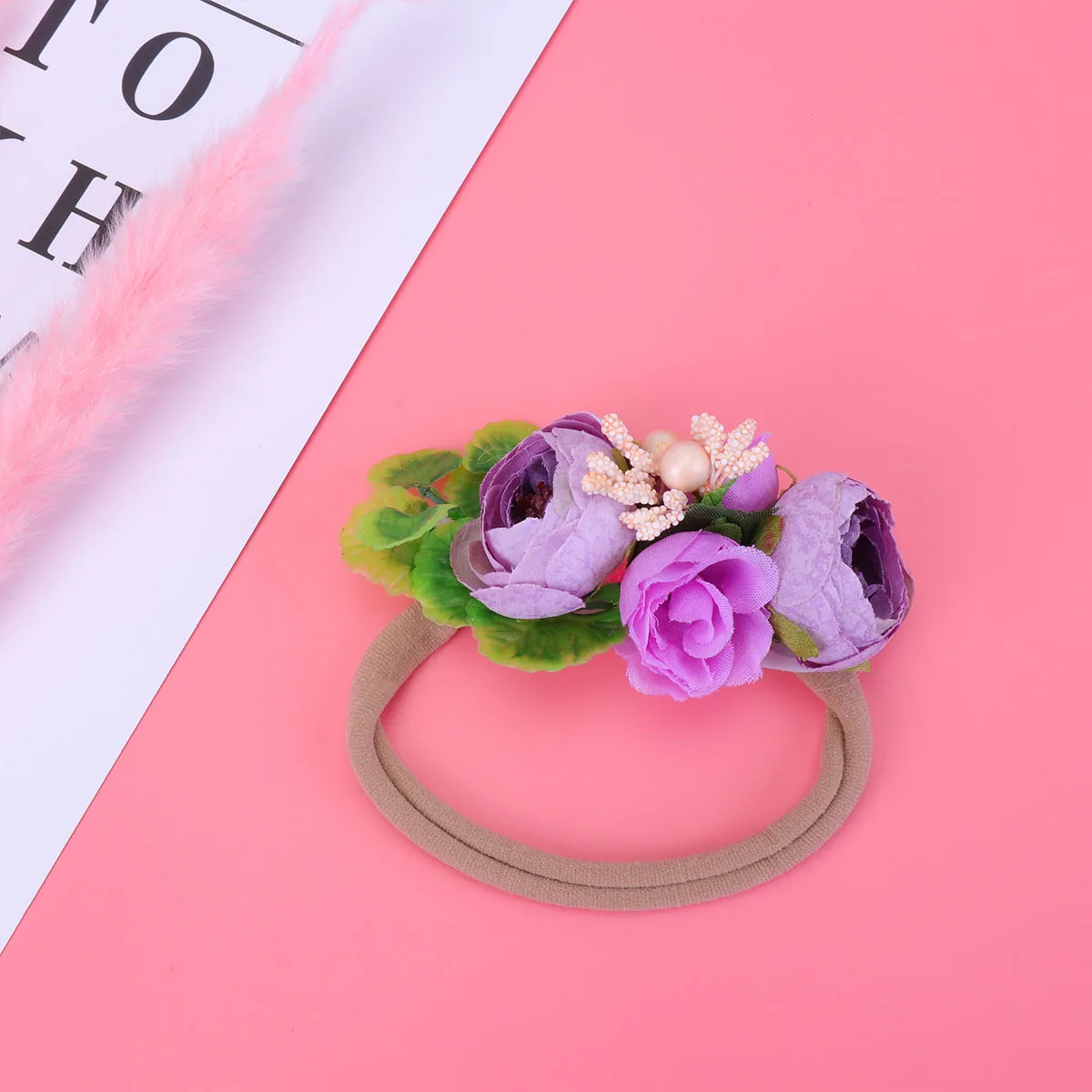 

3Pcs Girls Headdress Elastic Headwrap Hair Hoop Floral Headb Beautiful Design Durable Pleasant Bright Realistic Wedding Party