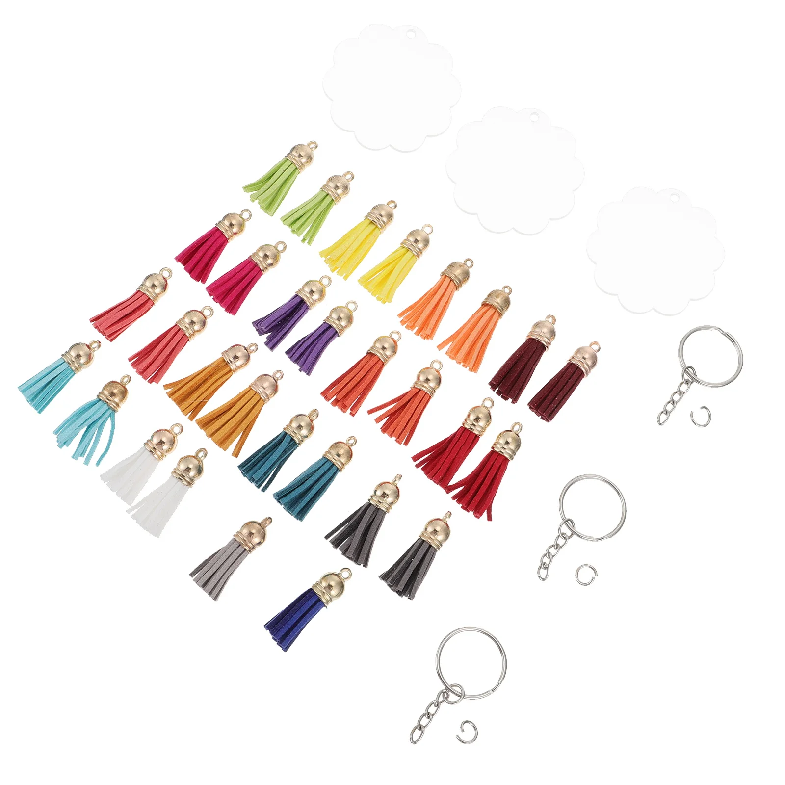 

30pcs Acrylic Keychains Sublimation Blanks Tassels Heat Transfer DIY Accessories Perfect Gifts Jewelry Craft Kits Customizable