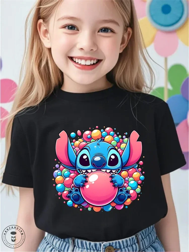 

Новинка 2023 года, женские футболки Disney Kawaii Lilo Stitch, футболка с принтом, модные футболки с короткими рукавами, женская уличная одежда, топы Y2k