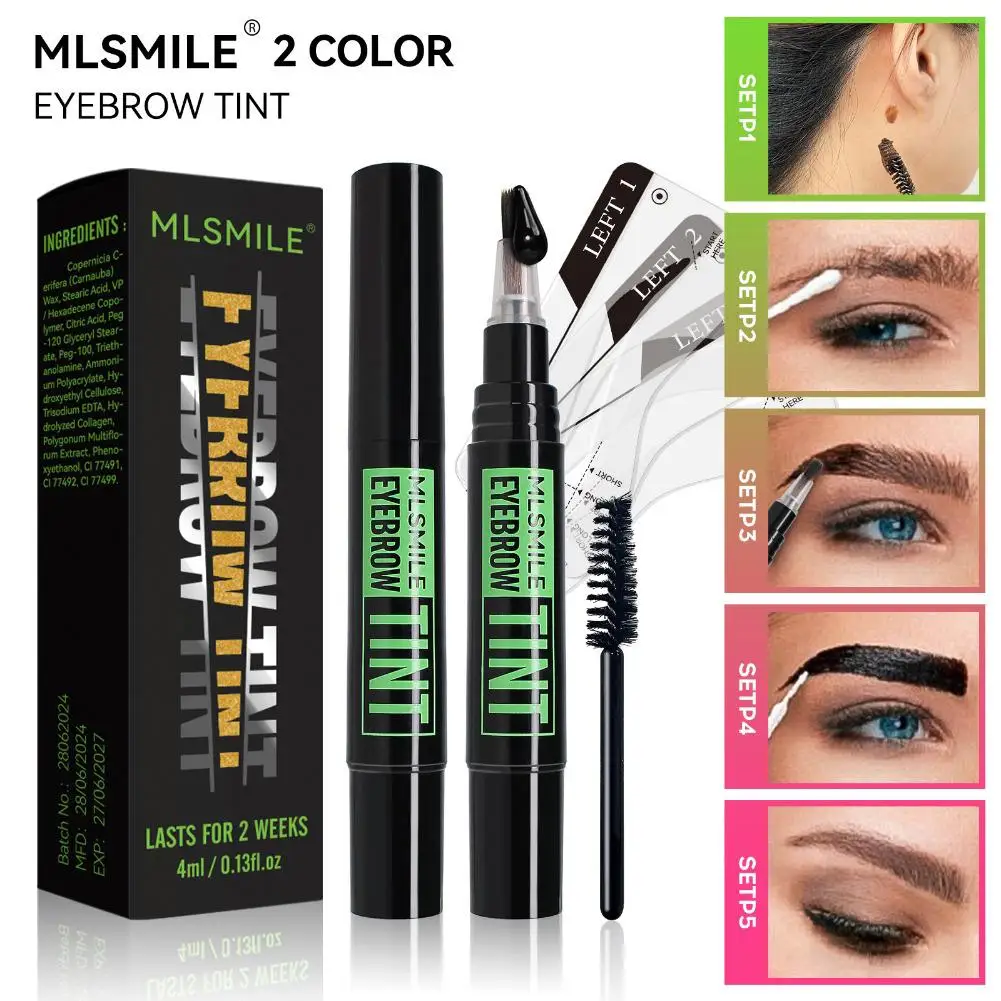 Rotating Liquid Eyebrow Dye Tint Brush Pencil Gel Set Semi-Permanent Long Lasting 2 Weeks Waterproof Coloring Eyebrow Cream Kit