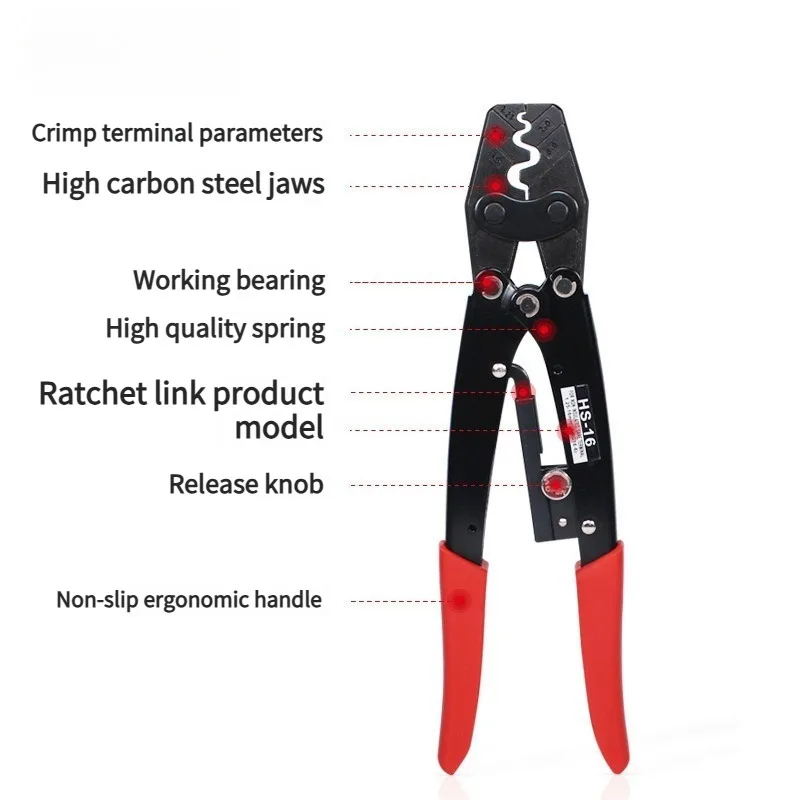 New! High quality For Terminal 1.5-16 Mm2 Crimping Pliers Ratchet Crimping Tools Pliers HS-16 Japanese Style Crimping Piler