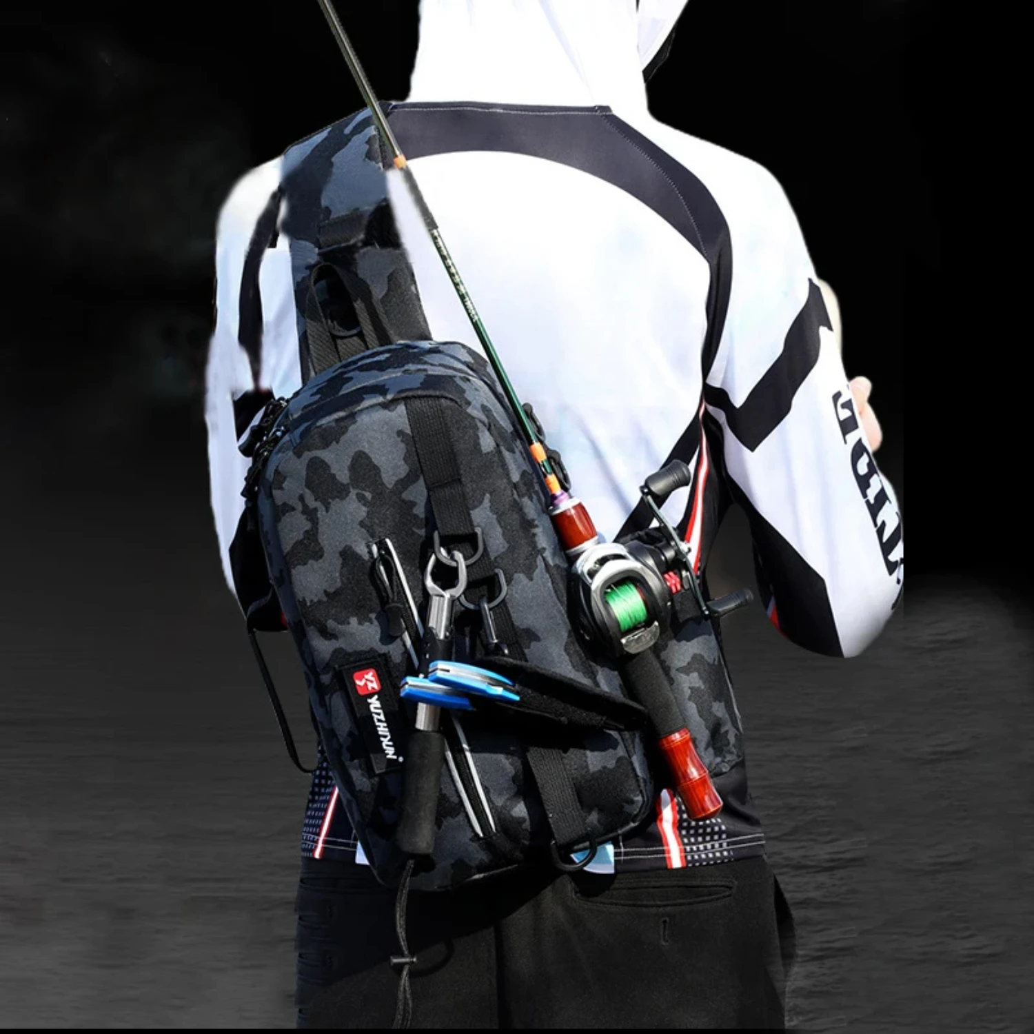 Fishing Tackle  High-Capacity Scratch-Resistant  Waterproof Sling Backpack Multifunctional Fishing Tackle