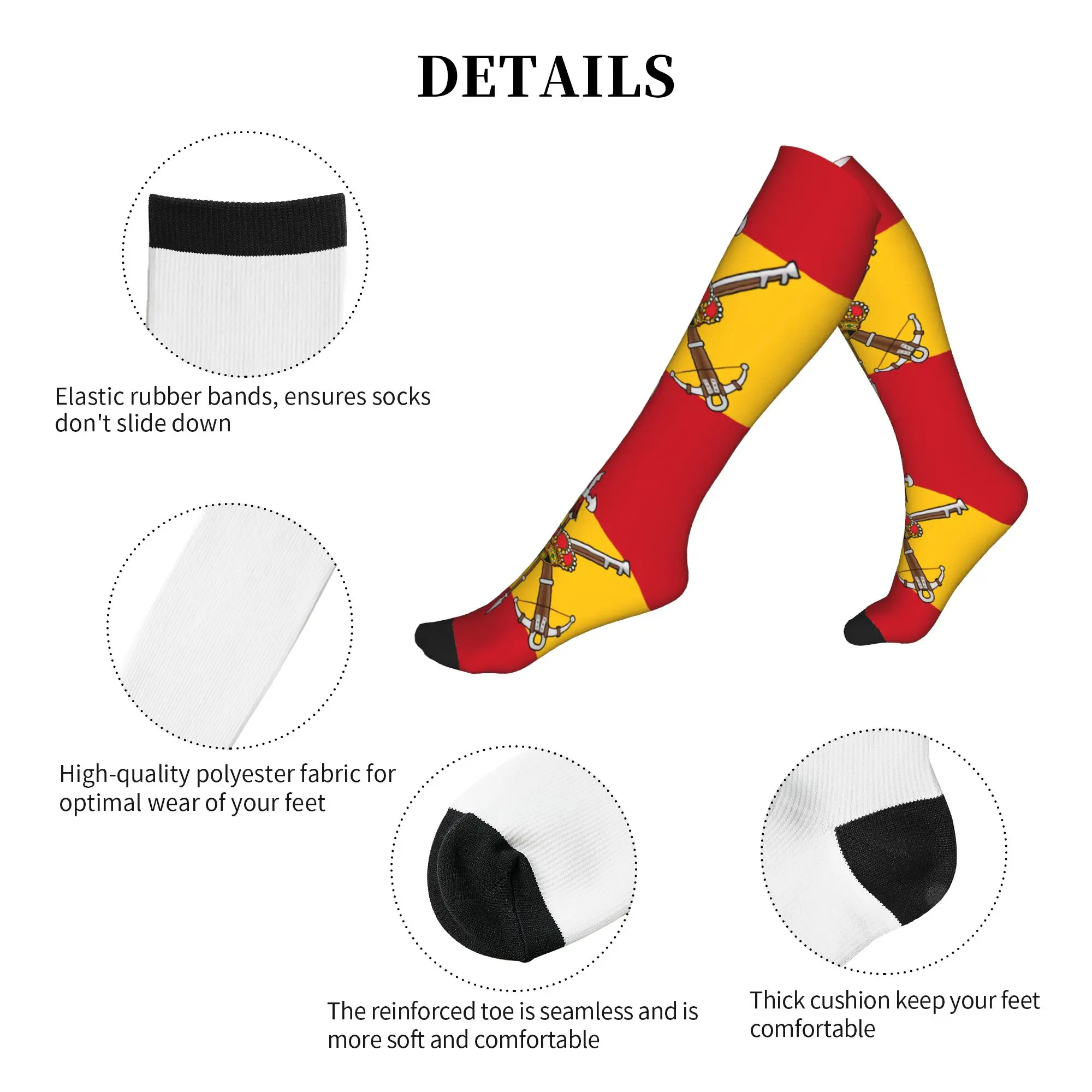 Cute Mens Spanish Legion Flag Dress Socks Unisex Breathbale Warm 3D Printed Spain Army Proud Sports Compression Socks view 5