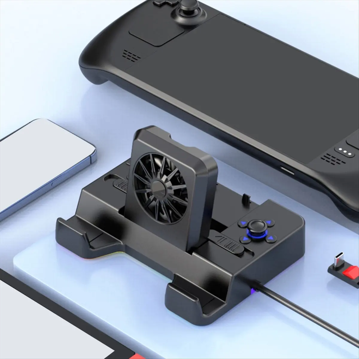 【~ New N07R】For Expansion Dock Handheld Bracket Expansion -Compatible Projection USB Radiator Foldable with Light