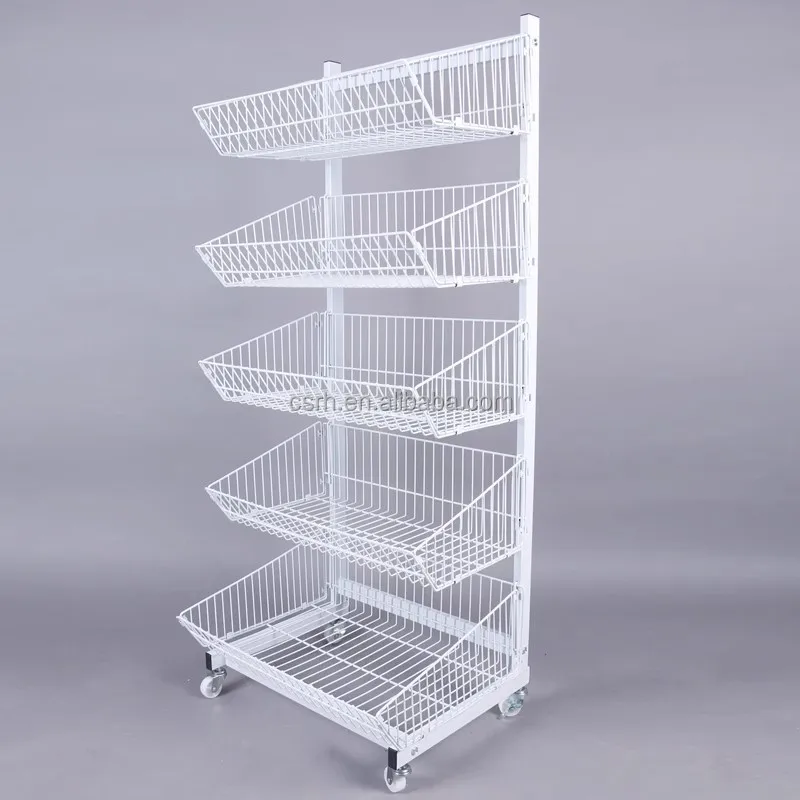 580*450*1450mm  5 Layers  White Baskets Stacking Rack