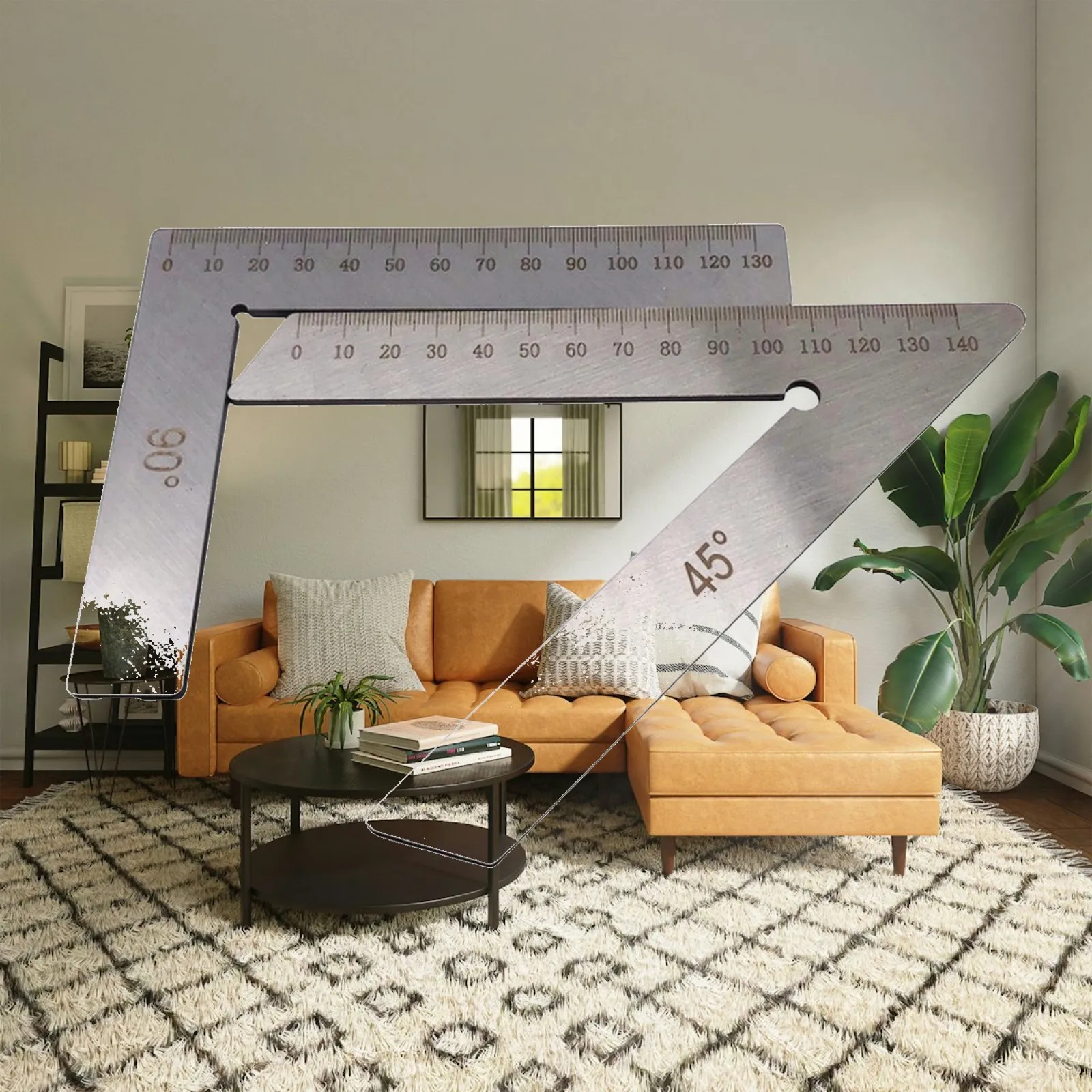 Compact Stainless Steel Angle Square Ruler 45 90 Degree Checker for Installers Fabricators Carpenters Job Site Use