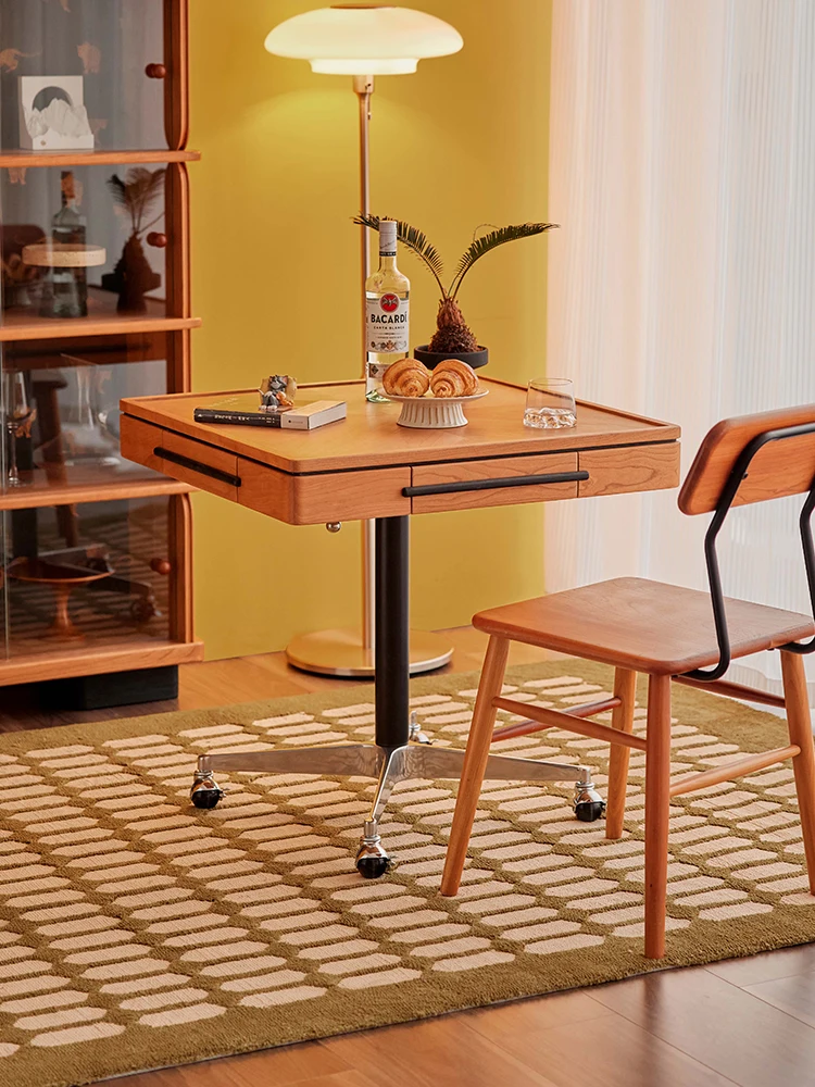 

Cherry wood solid wood edge table removable lifting tea table multi-purpose small dining table living room