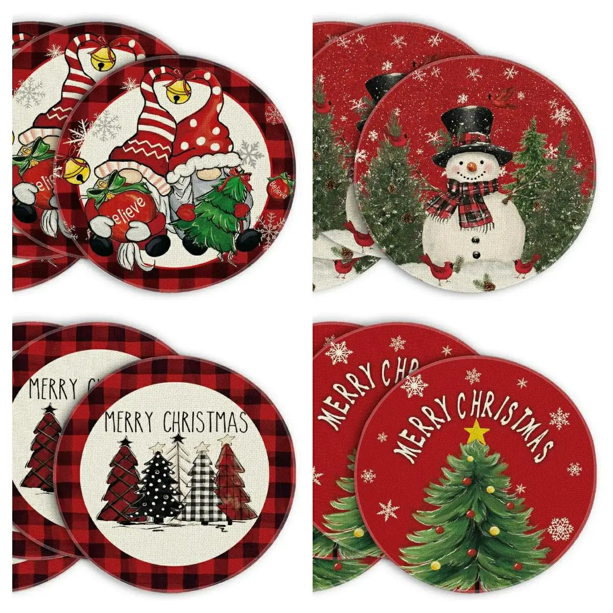 4 stücke Weihnachten Schneemann Tischset Frohe Weihnachten Party Dekoration Weihnachten Santa Claus Tischset Navidad Natal Neue Jahr Geschenk