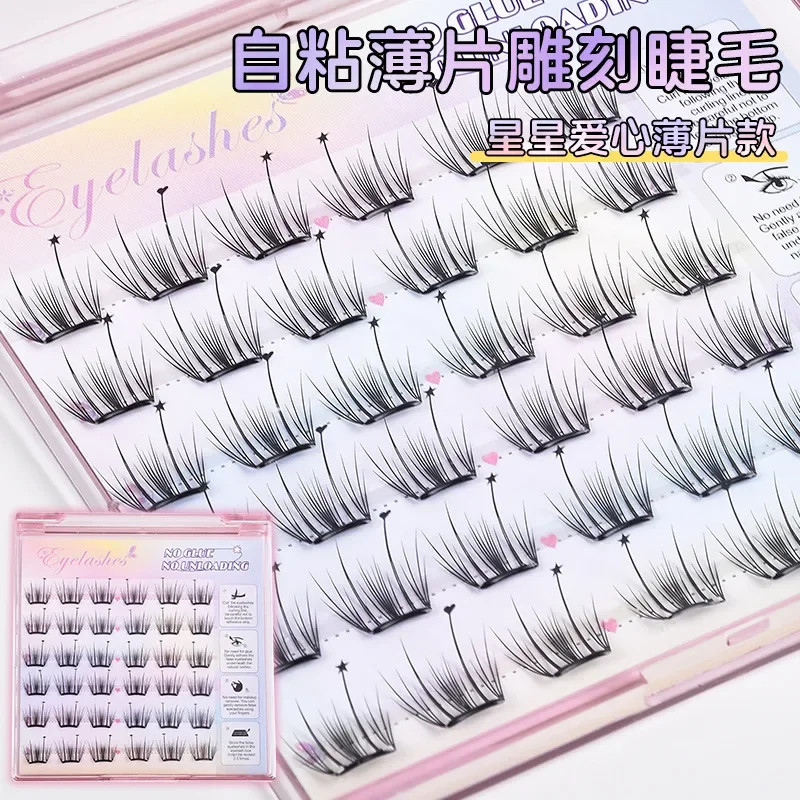 Voluminous Glue-free Self-adhesive False Eyelashes 5D Fluffy Thick Natural Curling Lash Extension Easy Application DIY Anime Eye