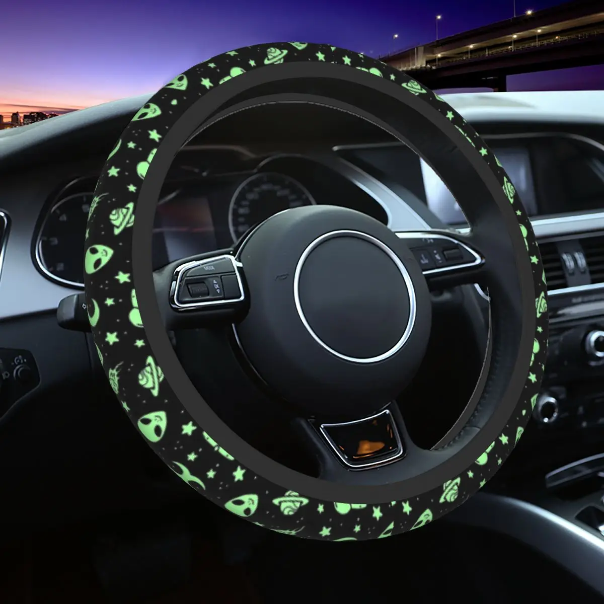 UFO And Alien Pattern Car Steering Wheel Cover 38cm Auto Steering Wheel Protector Car-styling Steering-Wheel Accessories