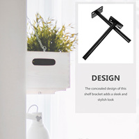 2pcs Black Metal Shelf Brackets 150mm Wall Mounted Heavy Duty Floating Hardware for Wood Decorative Storage Display