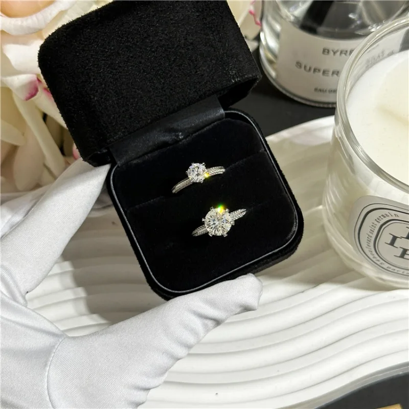 

S925 Sterling Silver Moissanite Diamond Ring One Carat Love for Life Wedding Ring Diamond Ring Ladies Luxury Engagement Jewelry