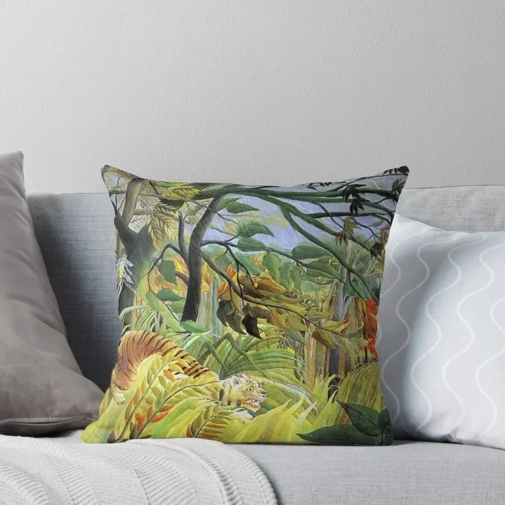 Favourite Artist - Henri Rousseau - Tiger In A Tropical Storm (Surprised!) Throw Pillow Cushions Cover Throw Pillow pillow