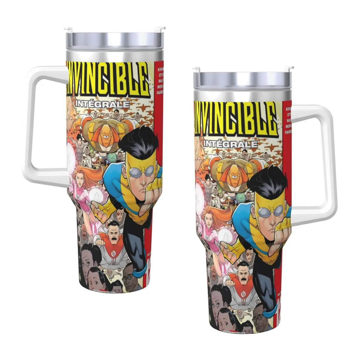 

Invincible Cartoon Comic Stainless Steel Tumbler Travelist Thermal Cup With Straws and Lid 40oz Mugs Cup Cold Drink Water Bottle