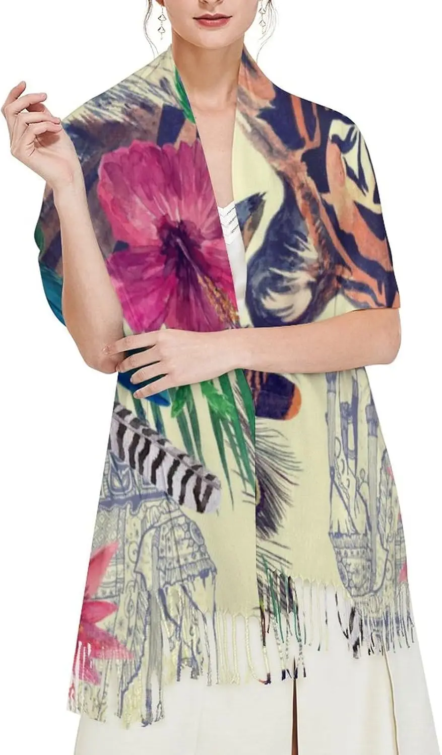 숄 태슬 랩 따뜻하고 부드러운 겨울용 가벼운 캐시미어 롱 스카프 여성용 선물 일상 여행 사무실용