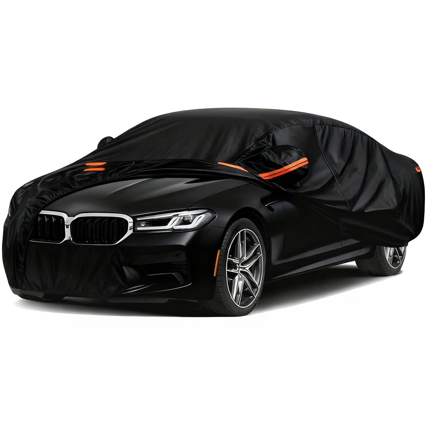 

170T Black Premium Cars Cover - UV Protection, Scratch-Resistant & Reflective Safety Strip for Sedans & SUVs
