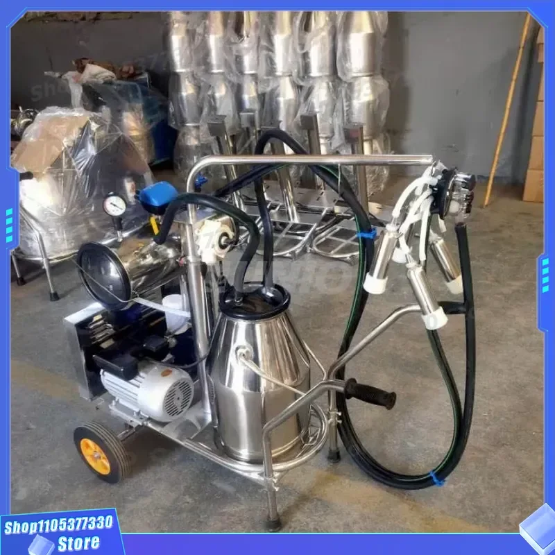 Cow and Goat Cluster Portable Milking Machine Electric and diesel Motors Double 25L Buckets/tank