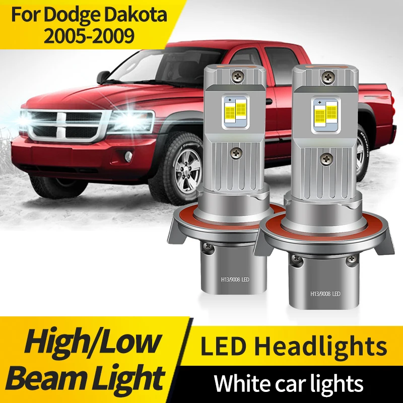 

2 шт. автомобильные фары дальнего/ближнего света для Dodge Dakota 2005-2009 H13 светодиодные лампы автомобиля 9008 6000K супер яркий белый свет светодиодные лампы