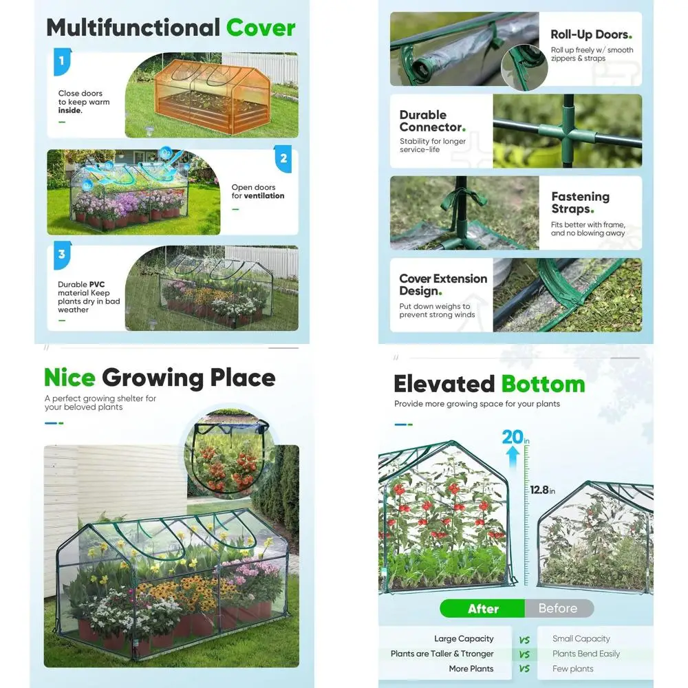 

Portable Mini Cloche Greenhouse with Elevated Base, Reinforced, UV-Resistant, Waterproof for Indoor and Outdoor Use, 50 T-Shaped