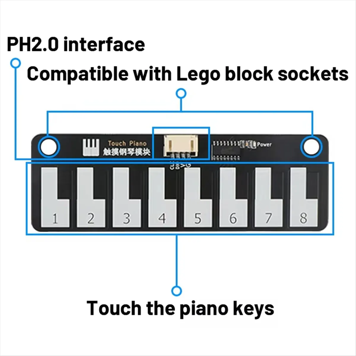 Touch Piano Sensor Module Expansion Board Capacitor Touch Ph2.0 Terminal Compatible with Interface