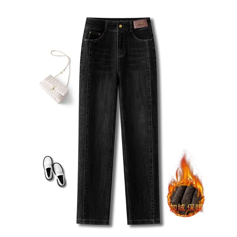 

Винтажные женские джинсы-сигареты и зимний приталенный крой, модные узкие прямые брюки с девятью точками для миниатюрных размеров