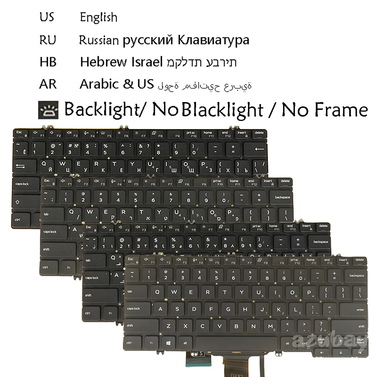 Teclado para ordenador portátil árabe, hebreo, ruso, EE. UU., para DELL Latitude 5310, 5310 2 en 1, 5300, 7300, 0483X1, retroiluminado/sin retroiluminación