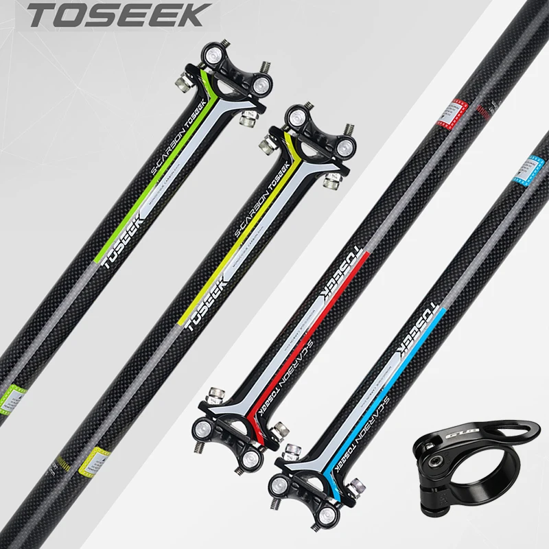 Toseek Carbon Fiber MTB Seatpost 27.2/30.8/31.6mm Bike Saddle Post Lightweight Bicycle Seat Post 350mm 400mm Cycling Part