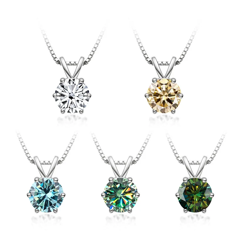 Bague Ringen 100% 925 Sterling Silver 1ct Moissanite Necklace For Women Diamond Pendant Engagement Wedding Party Gift Wholesale