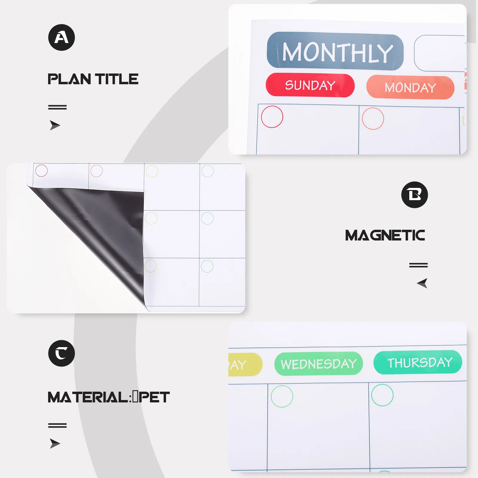 

Premium Pet Magnetic Calendar for Fridge Dry Erase Whiteboard Planner Monthly Schedule Notepad Reminder Tool for Kitchen