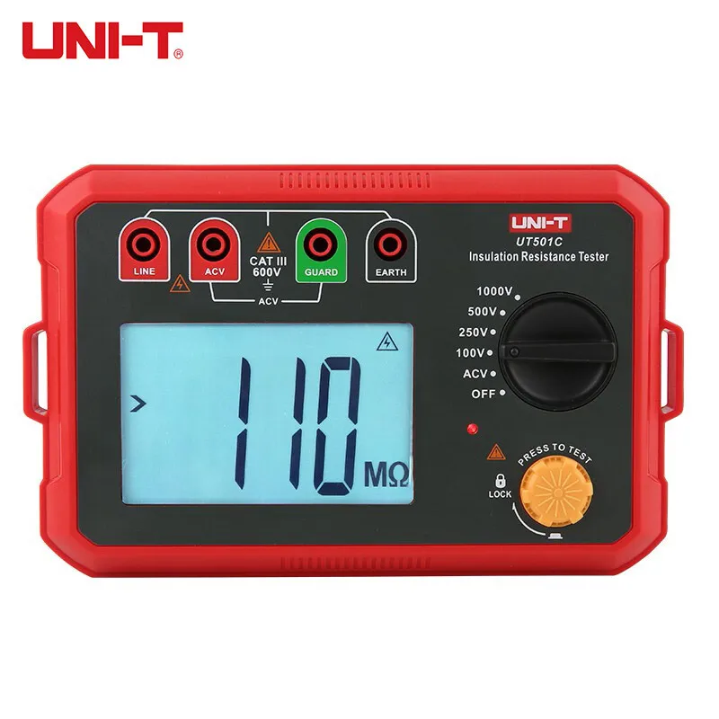 Probador Digital de resistencia de aislamiento, Megohmmeter, Ohm, rango automático de retroiluminación, UNI-T, UT501A, UT501C, UT502A, UT502C