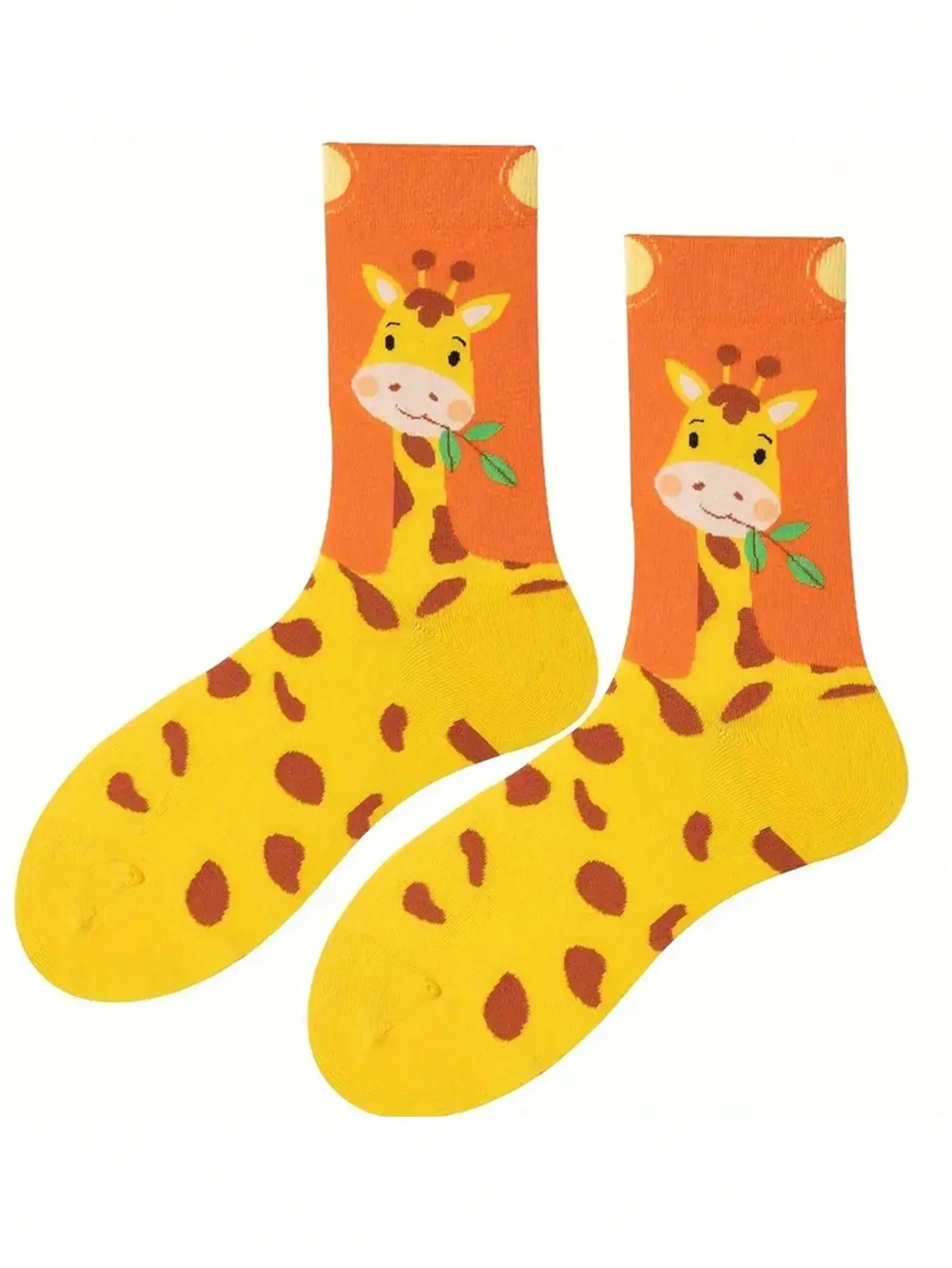 Cartoon Giraffe Socks, Novelty & Cute Mid Tube Socks, Women\'sStockings & Hosiery