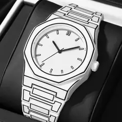 Modern Minimalist Sketching Creative Sports Leisure Watch Black Blue White Creative Design Waterproof Watch
