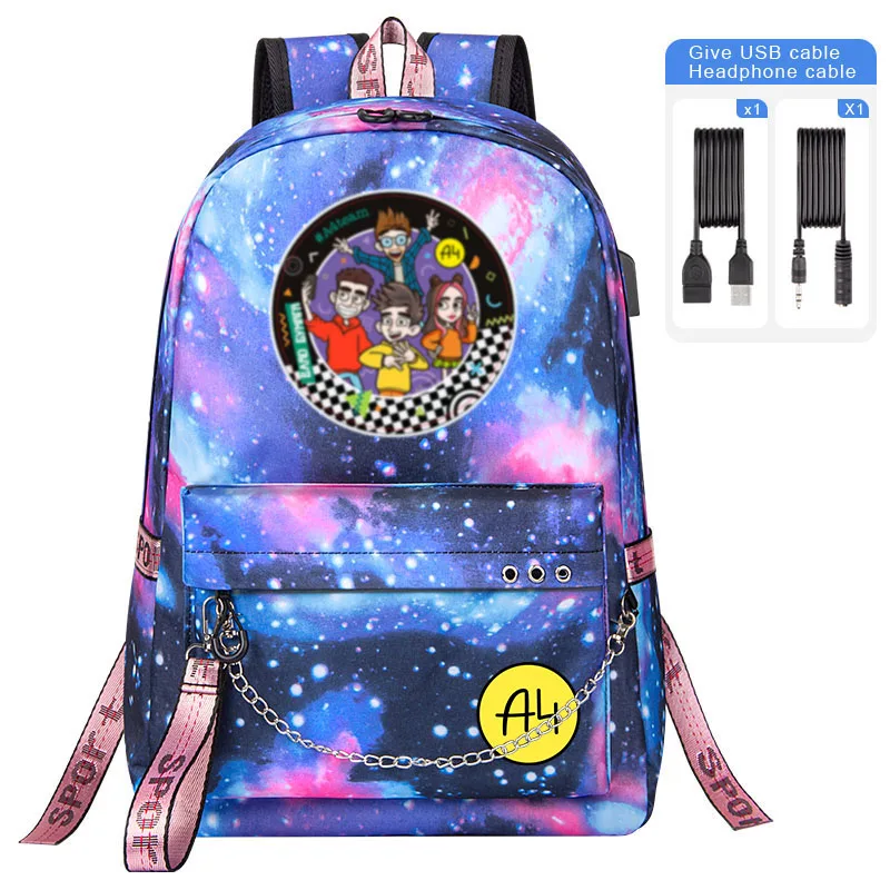 Cartoon Merch A4 Print Children Backpack Lamba Влад Бумага Boy Girl School bag Bookbag Teenage Kids USB Laptop Shoulder Bag