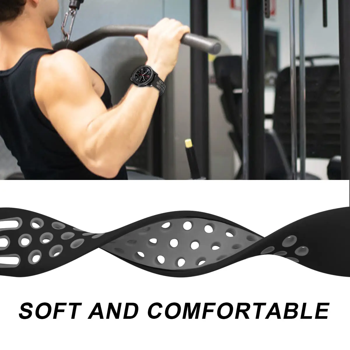 Respirável Sport Silicone Strap para Samsung Galaxy Watch, Pulseira Ajustável, Pulseira Ultra Macia, 7 Pulseiras Ultra, 47mm