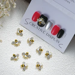 20 Pcs Metal Nail Accessories Ornaments Stickers Alloy Charm Golden 3D Decor Rhinestone DIY Manicure Material Bee Diamond