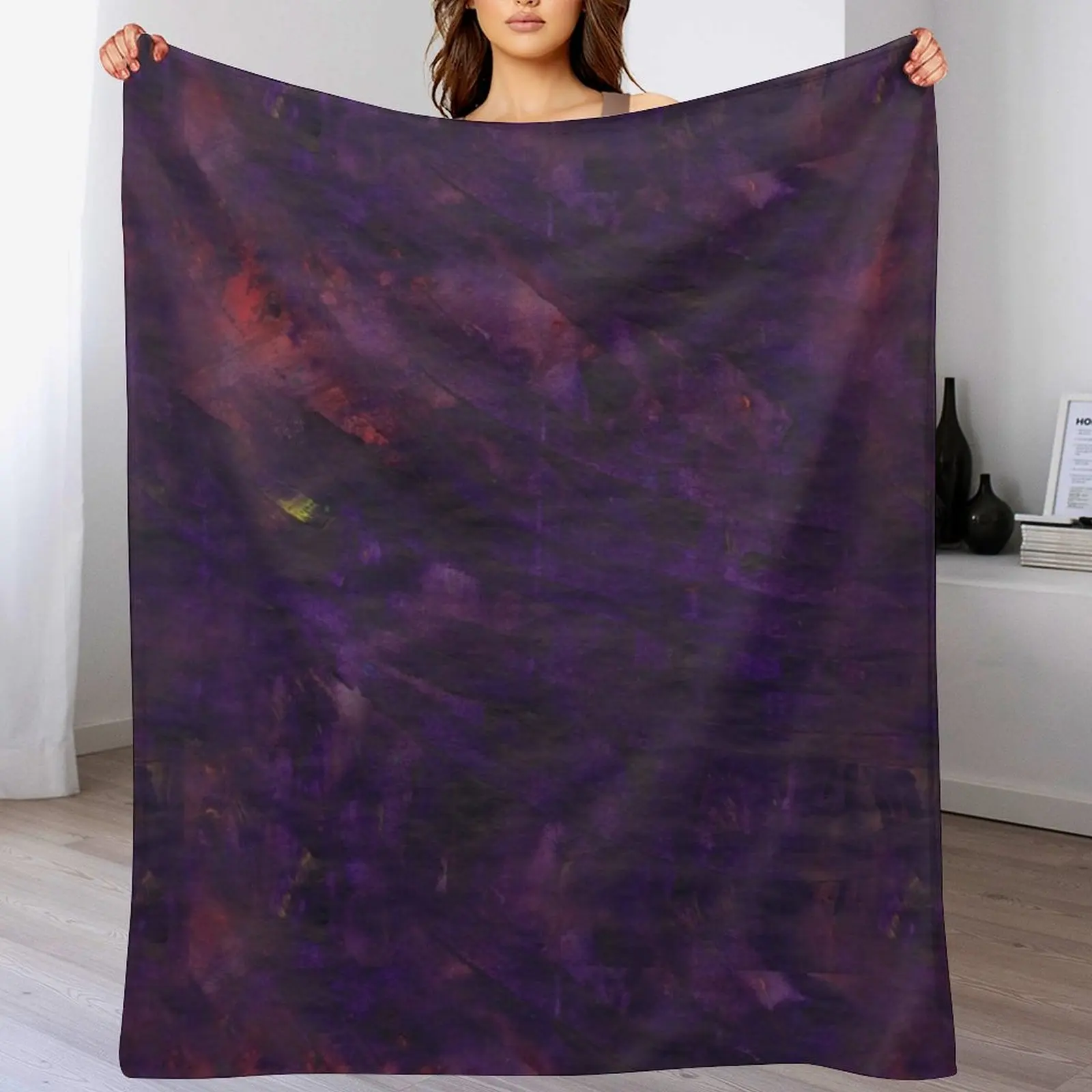

Midnight Sky No 1 - Hand Painted Texture Throw Blanket Quilt Comforter Blankets