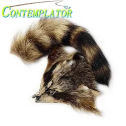 CONTEMPLATOR 2pcs Fly Tying Raccoon Mask&Tail Fur For Tying Bass Saltwater Trout Flies Streamer Salmon Tailing Winging Materials