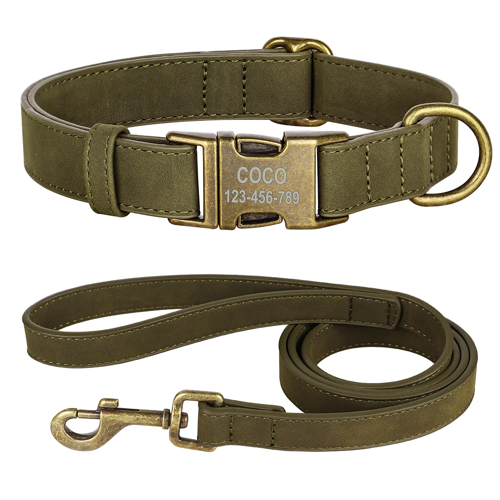 Personal isierte Hunde halsband Leine Set maßge schneiderte Hunde halsband Walking Blei Seil Leder Haustier Halsbänder für kleine mittelgroße Hunde Mops – Detail 8